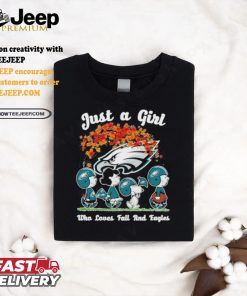 2024 Just A Girl Who Loves Fall And Eagles Philadelphia Snoopy Shirt