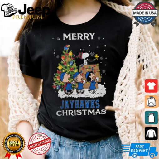 2024 Kansas Jayhawks Snoopy And Friends Merry Christmas Shirt