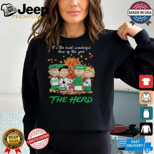 2024 Marshall Thundering Herd x Peanuts Snoopy Is The Most Wonderful Time Of The Year Shirt