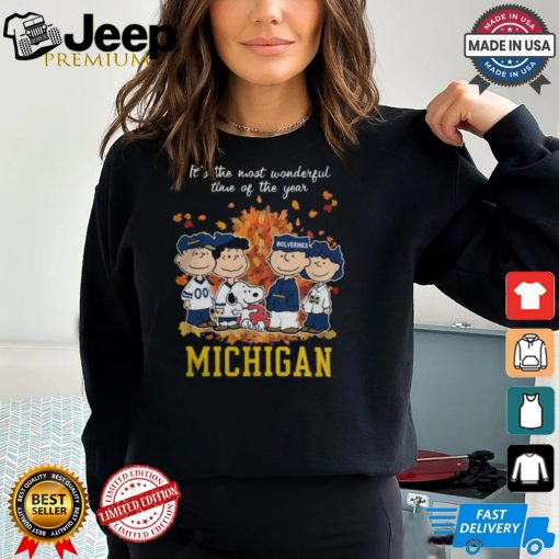 2024 Michigan Wolverines x Peanuts Snoopy Is The Most Wonderful Time Of The Year Shirt