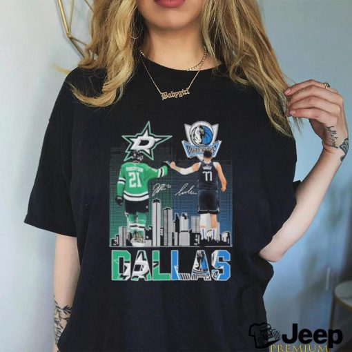 2024 Playoffs Luka Doncic And Jason Robertson Dallas City Sports Teams Signatures Shirt