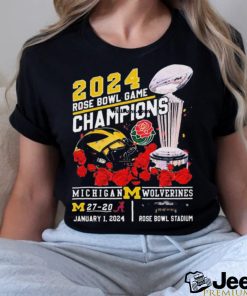 2024 Rose Bowl Game Champions Michigan Wolverines 27 – 20 Alabama Crimson Tide January 1, 2024 Rose Bowl Stadium t shirt