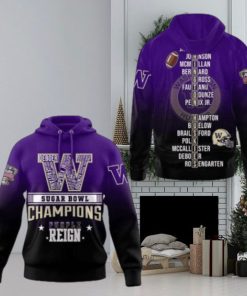 2024 Sugar Bowl Champions Washington Huskies 3D Purple Reign Hoodie