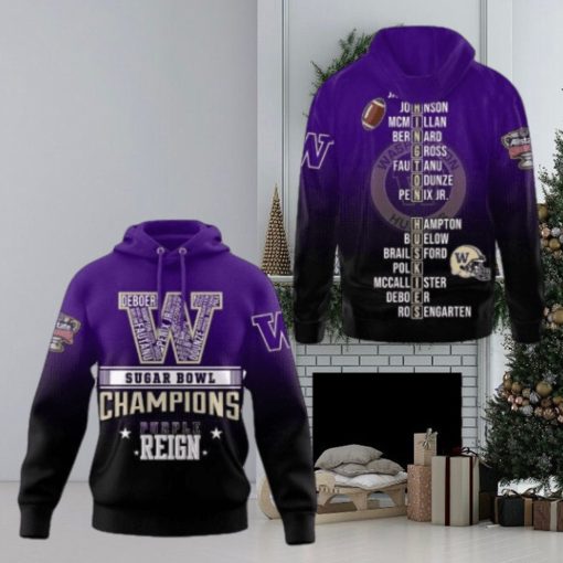 2024 Sugar Bowl Champions Washington Huskies 3D Purple Reign Hoodie