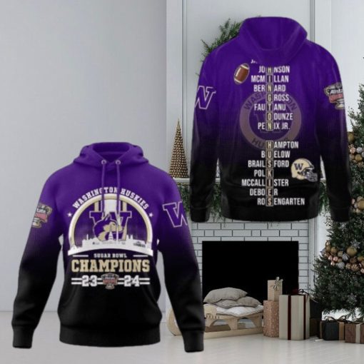 2024 Sugar Bowl Champions Washington Huskies Football 3D Hoodie