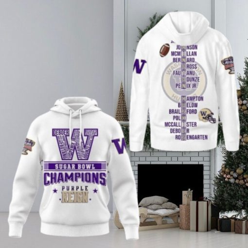 2024 Sugar Bowl Champions Washington Huskies Hoodie White Reign Hoodie 3D