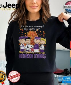 2024 TCU Horned Frogs x Peanuts Snoopy Is The Most Wonderful Time Of The Year Shirt