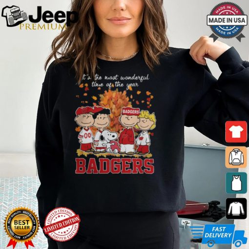 2024 Wisconsin Badgers x Peanuts Snoopy Is The Most Wonderful Time Of The Year Shirt