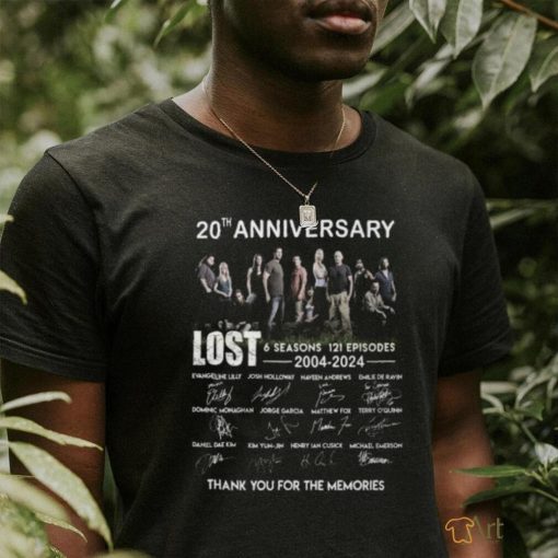 20th Anniversary LOST 6 Seasons 121 Episodes 2004 2024 Thank You For The Memories T Shirt