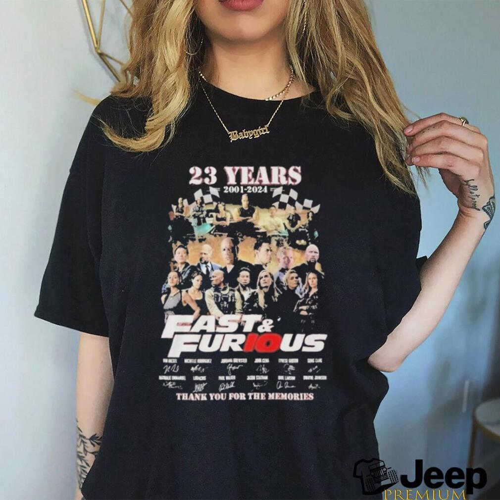 23 Years 2001 2024 Fast & Furious Thank You For The Memories Shirt