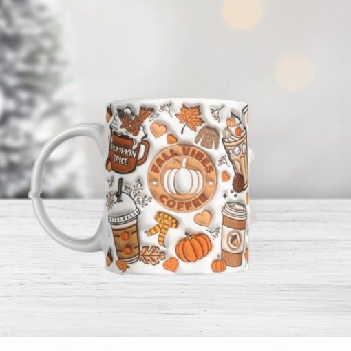 3D Inflated Fall Vibes Coffee Mug Wrap