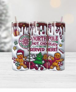 3D Inflated Northpole Hot Chocolate Christmas Tumbler Wrap