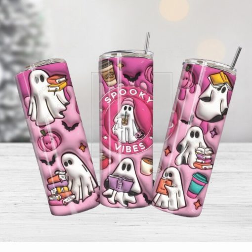 3D Inflated Spooky Coffee Halloween Tumbler Sublimation Design