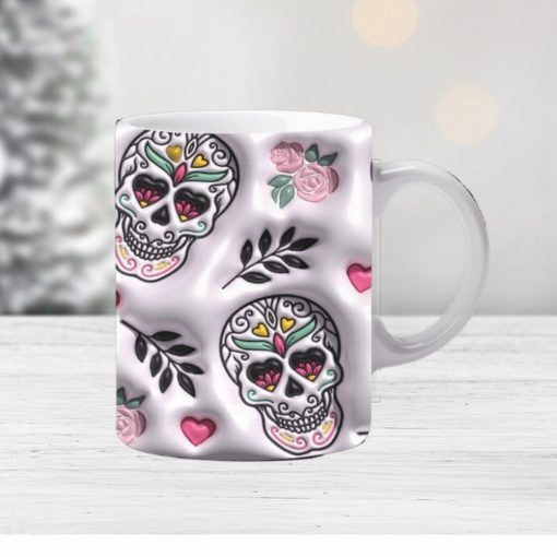 3D Mexican Sugar Skull Inflated Mug Wrap