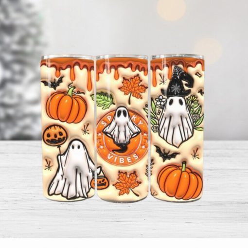 3D Orange Spooky Vibes Inflated Tumbler Wrap