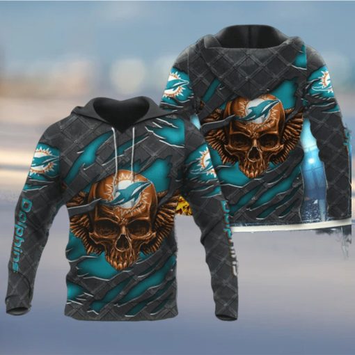 3D Skull Miami Dolphins Hoodies Cheap