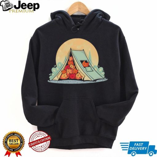 Cats in a tent under the full moon Cat Camping shirt