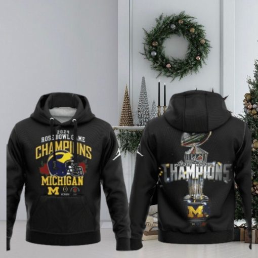 Michigan Wolverines College Football Playoff 2024 Rose Bowl Champions Hoodie