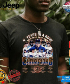 4 Years In A Row 2021 2024 Houston Astros AL West Division Champions T Shirt