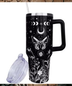 40 oz Tumbler with Handle and Straw, 40oz Goth Tumbler with Handle Insulated Leak Proof Travel Coffee Mug, Reusable Stainless Steel Tumblers