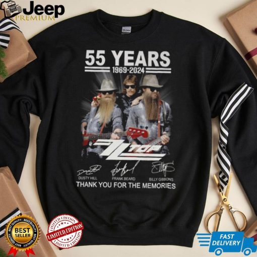 55 Years 1969 2024 Zz Top Thank You For The Memories T Shirt