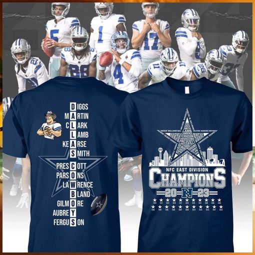 Dallas cowboys name team city nfc east division champions 2023 shirt