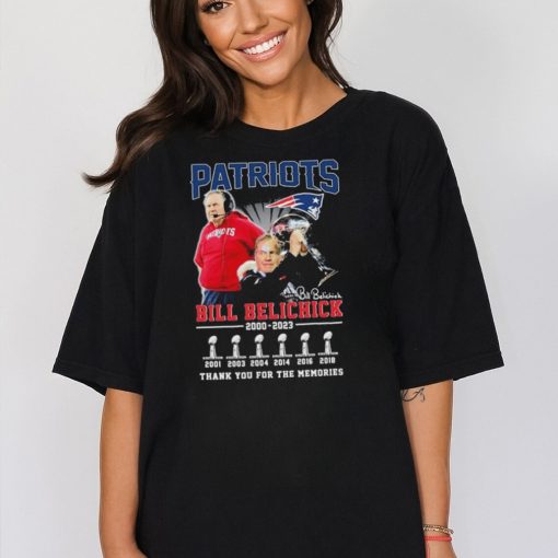 6x Champion 2000 2023 Patriots Coach Bill Belichick Thank You For The Memories Shirt