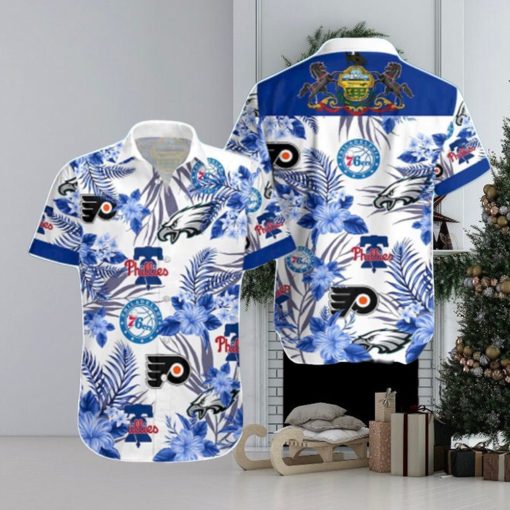 76ers Phillies Philadelphia Eagles Hawaiian Shirt Best Beach Gift