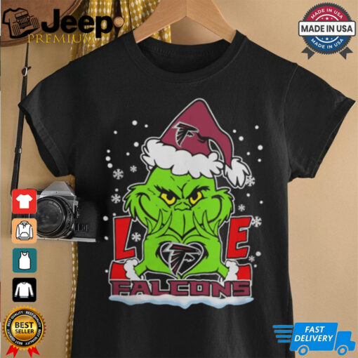 The Grinch Love Heart 2024 Atlanta Falcons Football Christmas Shirt