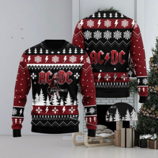 ACDC Angus Young Under The Snowy Night 2024 Christmas Ugly Sweater