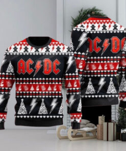 ACDC Band Signature Logo With Thunder Pattern 2024 Christmas Ugly Sweater