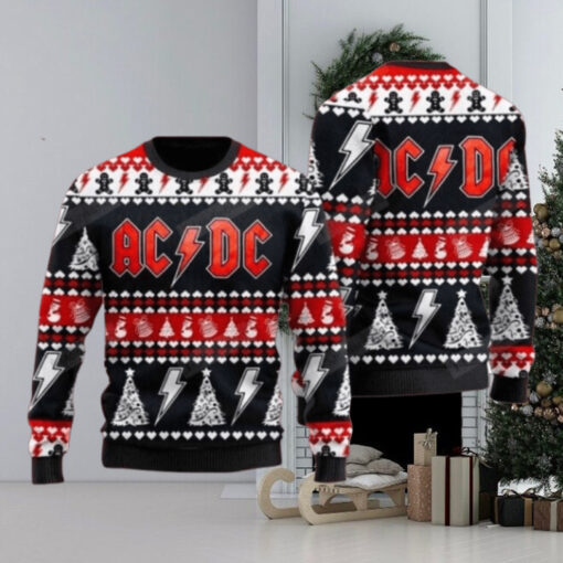 ACDC Band Signature Logo With Thunder Pattern 2024 Christmas Ugly Sweater