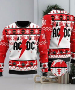 ACDC Big Logo With Horns Holiday Pattern Christmas Ugly Sweater