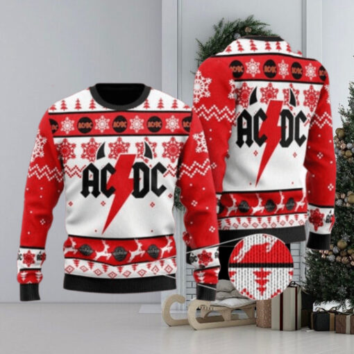 ACDC Big Logo With Horns Holiday Pattern Christmas Ugly Sweater