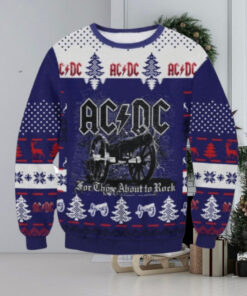 ACDC For Those About To Rock Signature Cannon Knitted Purple Christmas Ugly Sweater 2024