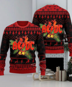 ACDC Holiday Style Knitted Red And Black Christmas Ugly Sweater