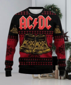 ACDC Signature Hells Bells Xmas 2024 Knitted Red And Black Christmas Ugly Sweater