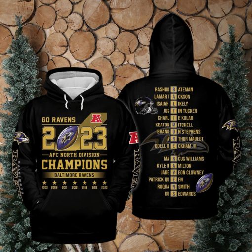 AFC North Division Champions Baltimore Ravens 2023 Black Design Hoodie T Shirt