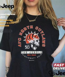 AFC North Outlaws The Jungle Will Roar Cincinnati Ohio 513 Skull T shirt