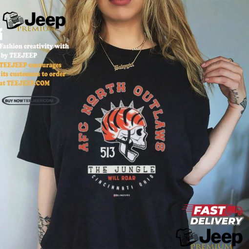 AFC North Outlaws The Jungle Will Roar Cincinnati Ohio 513 Skull T shirt