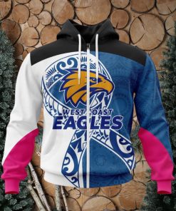 AFL West Coast Eagles Custom Name Number Fight Cancer Zip Up Hoodie