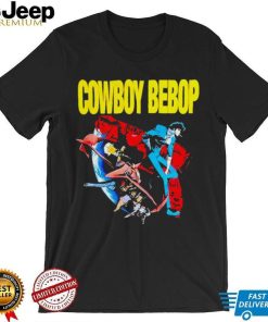 AJ Mendez Wearing Cowboy Bebop Red And Blue T Shirt