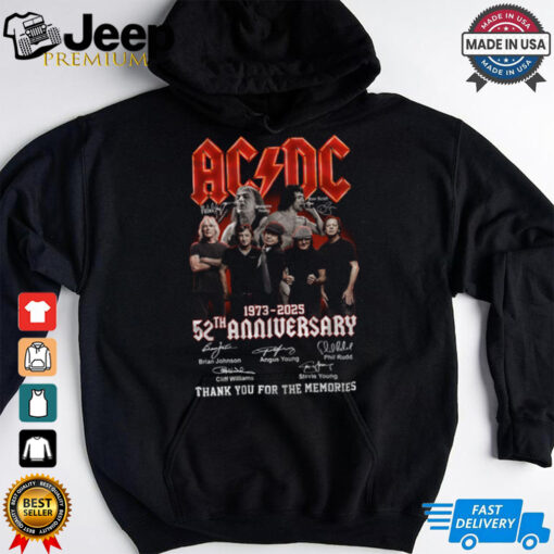 Acdc 52 Years Anniversary 1973 2025 Thank You For The Memories Gift For Fan T Shirt