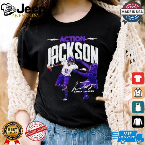 Action Lamar Jackson Baltimore Ravens signature shirt