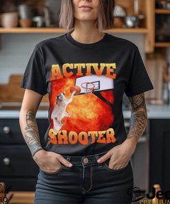 Active Shooter Funny Basketball Raccoon Meme shirt