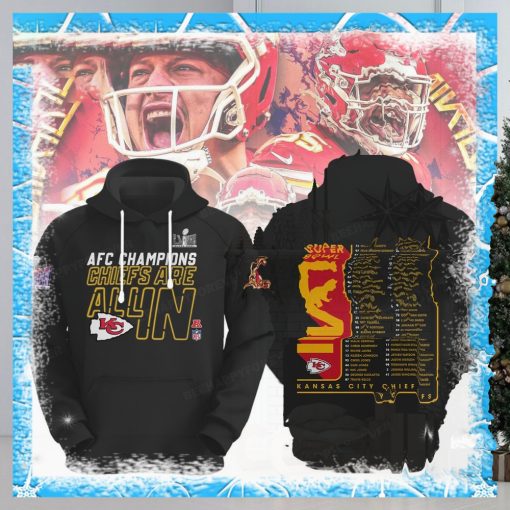 Afc Champions Chiefs Are All In Super Bowl Lviii Black Hoodie