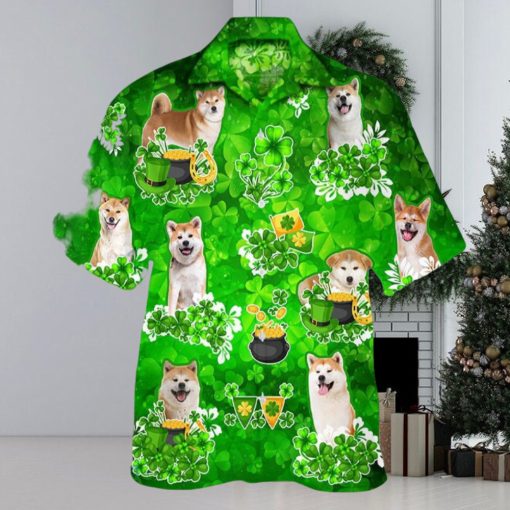 Akita Happy St.patrick 3D Hawaiian Shirt Dog Aloha Shirt For Men Women Beach