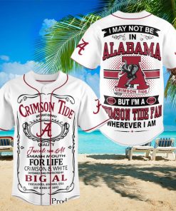 Alabama Crimson Tide Football Classic Full Printed Baseball Jersey
