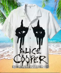 Alice Cooper White Black Hawaiian Shirt