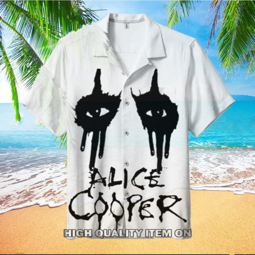 Alice Cooper White Black Hawaiian Shirt